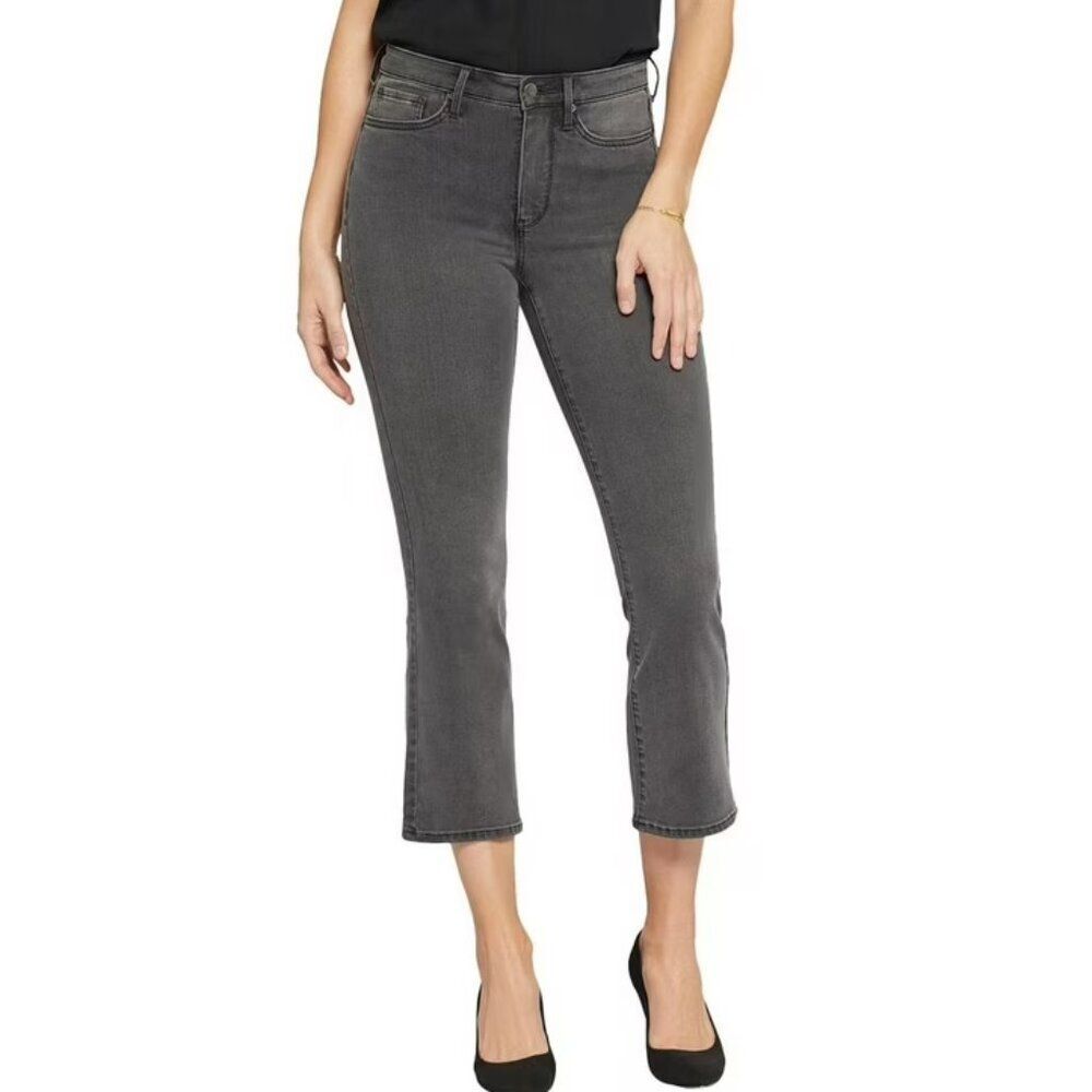 NYDJ High Waist Slim Ankle Bootcut Jeans Destiny Gray Stretch Size 2
